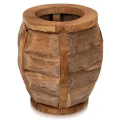 Pot Gentong En Bois Teck 37x37x40cm - Giganterra à 94,95 € - Giganterra - G02-03239 - Décoration naturelle
