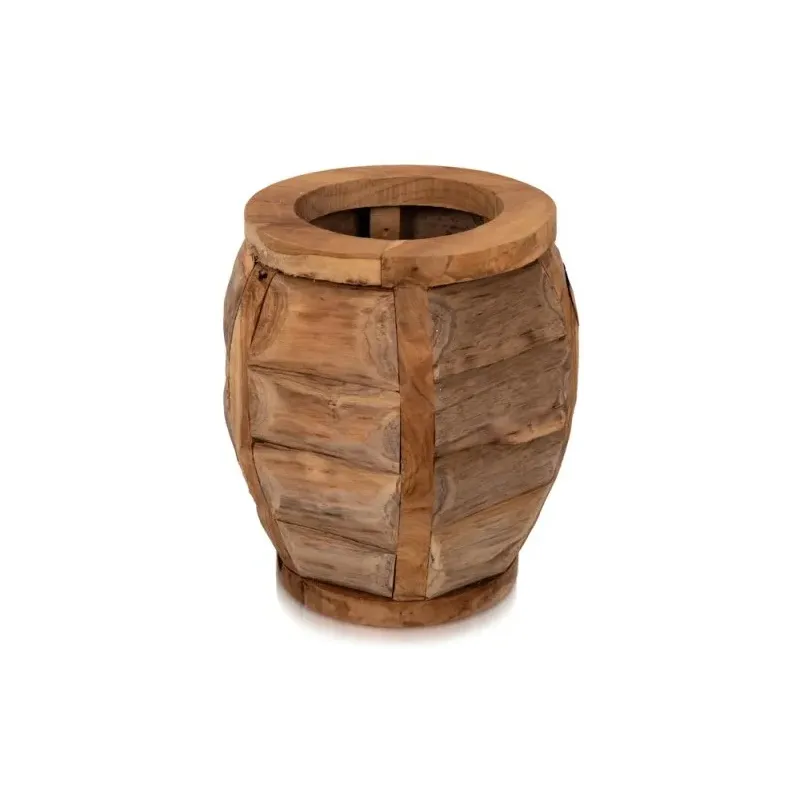 Pot Gentong En Bois Teck 37x37x40cm - Giganterra