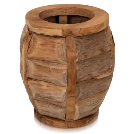 Pot Gentong En Bois Teck 37x37x40cm - Giganterra à 94,95 € - Giganterra - G02-03239 - Décoration naturelle