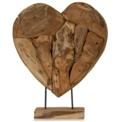 Bois Teck Décoration Coeur Sur Pied 60x65cm - Giganterra à 84,95 € - Giganterra - G02-03081 - Décoration naturelle