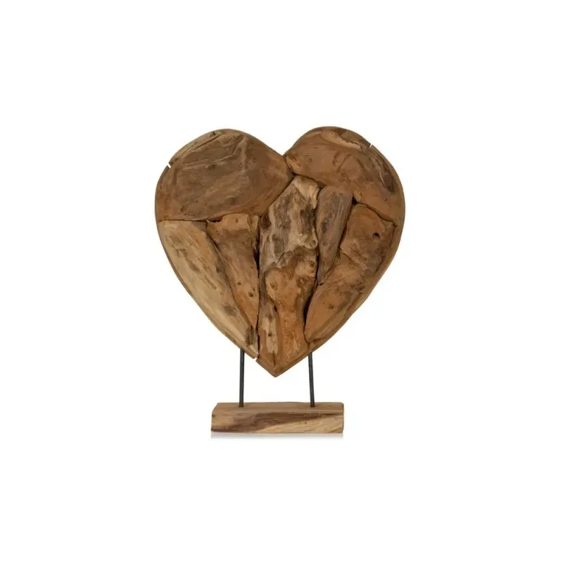Bois Teck Décoration Coeur Sur Pied 60x65cm - Giganterra