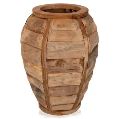 Pot Gentong En Bois Teck 55x55x80cm - Giganterra à 199,95 € - Giganterra - G02-03237 - Décoration naturelle