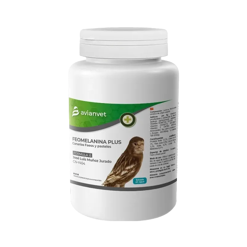 Feomelanina Plus formule de JOSÉ LUÍS MUÑOZ - Aliment minéral complémentaire 125gr - Avianvet Feomelanina Plus formule de JOSÉ LUÍS MUÑOZ - Aliment minéral complémentaire 125gr - Avianvet