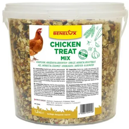 Mélange de Snack pour poules à l'ail, herves et Légumes 1,2kg - Kinlys à 16,95 € - Kinlys - 24415 - Nourriture