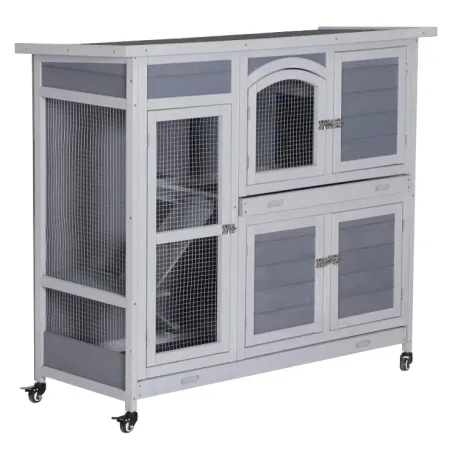 Clapier en Bois Jessica 120x49,8x101cm - Benelux à 215,00 € - Kinlys - 34146 - Cages et parcs (enclos)