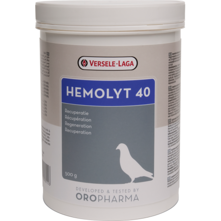 DLC 02/2026 - Oropharma Hemolyt 40 500gr - Mélange d'électrolytes et protéines animales - pigeons à 27,35 € - Versele-Laga - ...