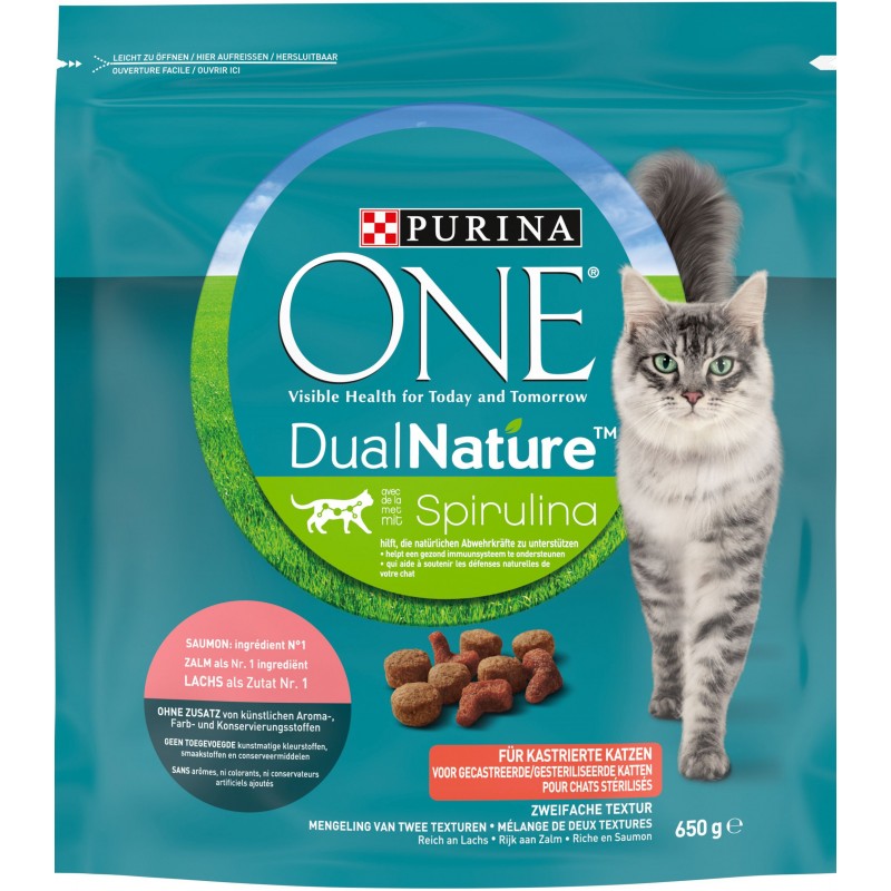 DLC 12/2025 - Dual Nature - Spécial chat stérilisé Au saumon 650gr - One DLC 12/2025 - Dual Nature - Spécial chat stérilisé Au saumon 650gr - One