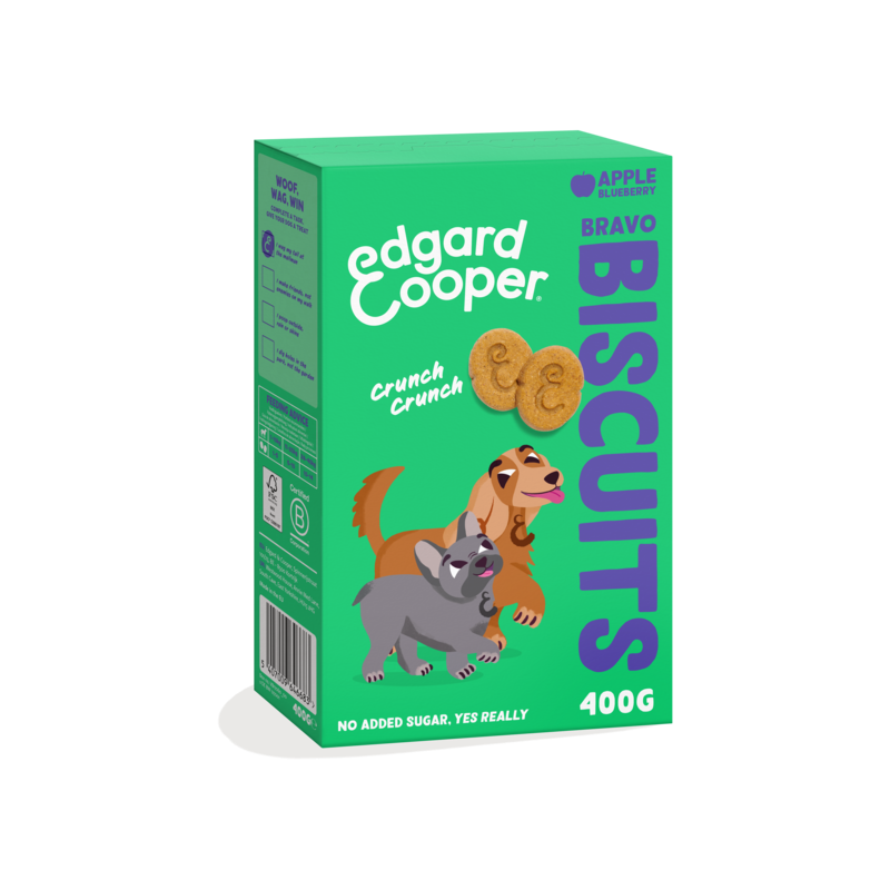 DLC 21/11/25 - Biscuit Pomme et Myrtille 400gr - Edgard & Cooper DLC 21/11/25 - Biscuit Pomme et Myrtille 400gr - Edgard & Cooper