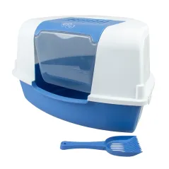 Toilette chat Ariel coin avec filtre & pelle Bleu clair/blanc - Duvo+ à 34,95 € - Duvo + - 14465 - Litière pour chat