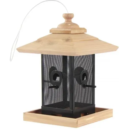 Silo d'alimentation en bois de pin /métal carré Elin - Kinlys à 32,95 € - Kinlys - 17735 - Oiseaux de la nature