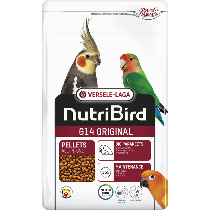 DLC 04/12/25 - G14 Granulés extrudés - aliment d'entretien pour grandes perruches 1kg - Nutribird DLC 04/12/25 - G14 Granulés extrudés - aliment d'entretien pour grandes perruches 1kg - Nutribird