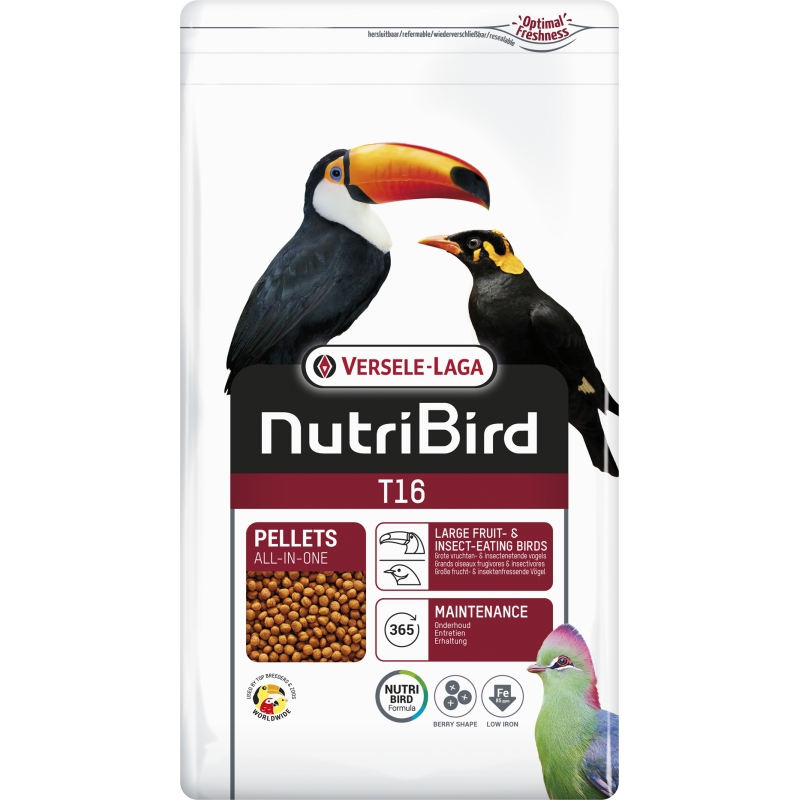 DLC 03/01/26 - T16 Granulés extrudés - aliment d'entretien pour grands oiseaux frugivores et insectivores 700gr - Nutribird DLC 03/01/26 - T16 Granulés extrudés - aliment d'entretien pour grands oiseaux frugivores et insectivores 700gr - Nutribird