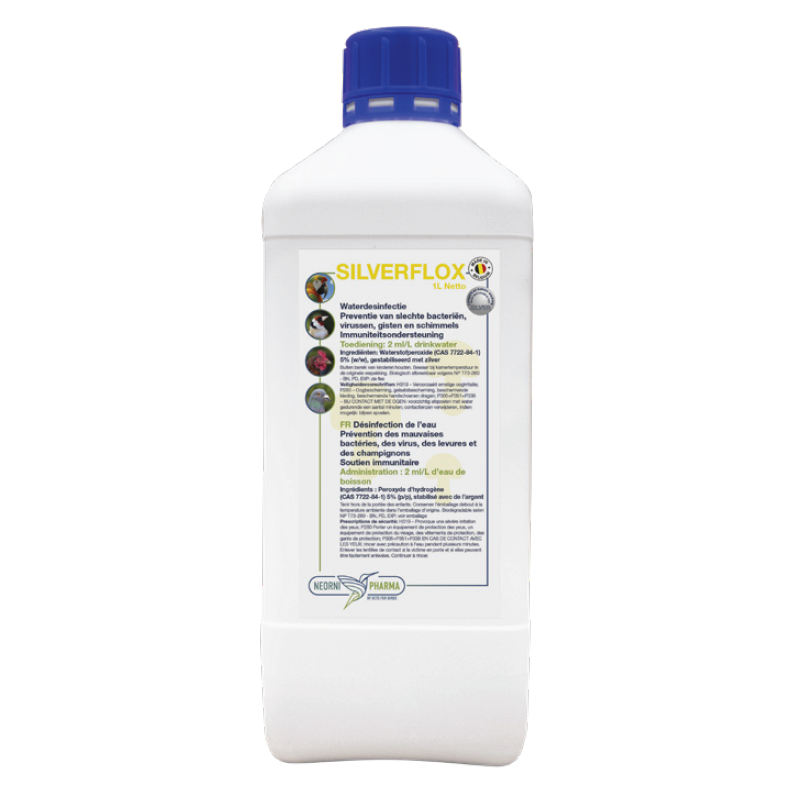 DLC 01/26 SILVERFLOX Peroxyde d’hydrogène - Désinfection de l’eau 1L - NeorniPharma DLC 01/26 SILVERFLOX Peroxyde d’hydrogène - Désinfection de l’eau 1L - NeorniPharma