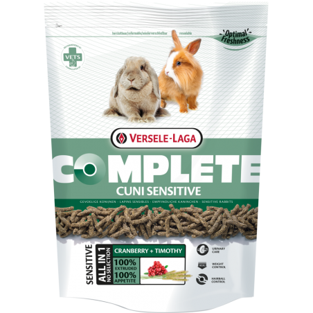 DLC 21/11/25 - Complete Cuni Sensitive 500gr - Croquettes légères à digérer pour lapins (nains) sensibles à 5,40 € - Versele-...
