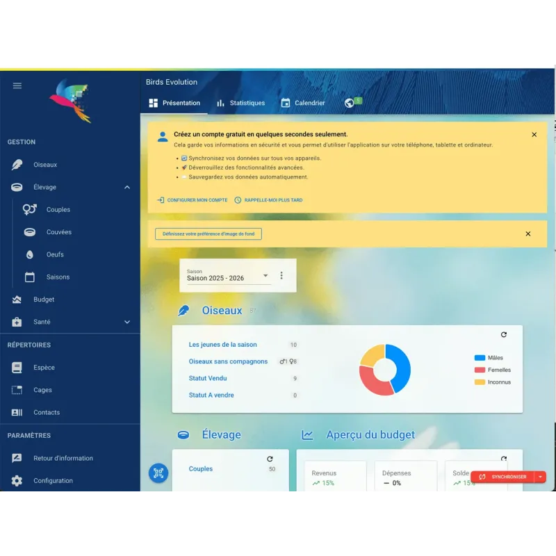 Birds Evolution, application de gestion d'élevage - Licence d'activation - Valable 1 an