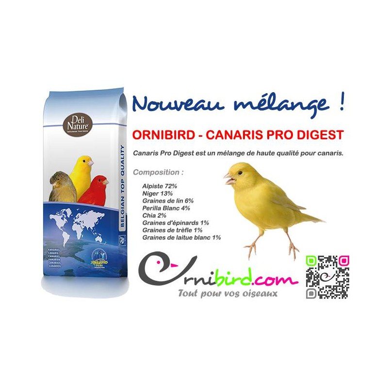 ORNIBIRD - CANARIS PRO DIGEST 20kg, mélange haute qualité pour canaris - Deli-Nature 700126 Deli Nature 43,95 € Ornibird
