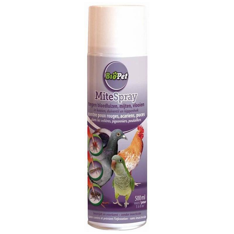 Biopet Mite-Spray, contre les poux rouges, acariens, puces 500ml - BSI 15061 BSI 20,50 € Ornibird