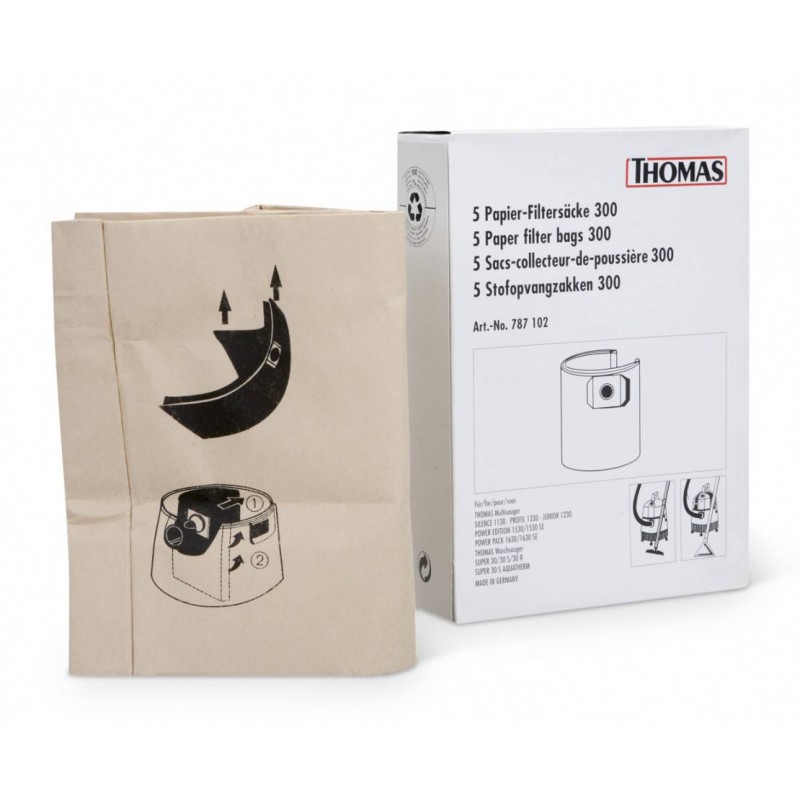Sac en papier 300 par 5 pièces pour aspirateur Thomas 1630 Sac en papier 300 par 5 pièces pour aspirateur Thomas 1630