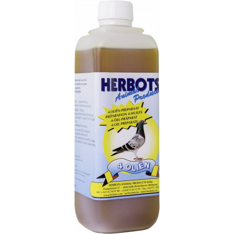 4 Huiles (huile de germes de blé, de foie de morue, d'ail et de tounesol) 500ml - Herbots 90001 Herbots 23,50 € Ornibird