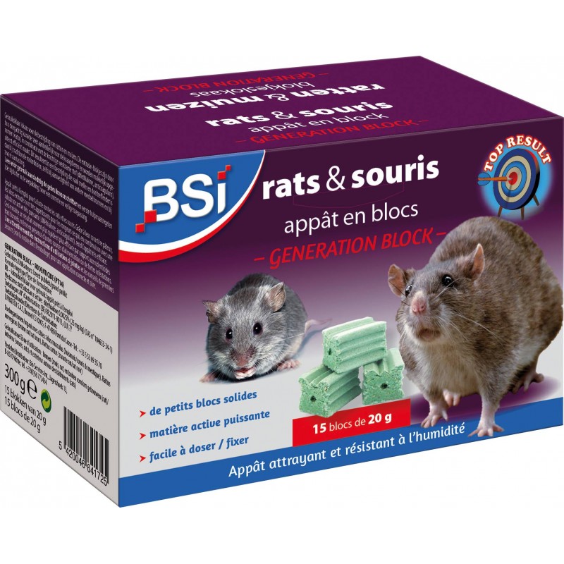 Génération blocs, Appât en blocs pour rats et souris - 15 x 20gr 64172 BSI 15,50 € Ornibird