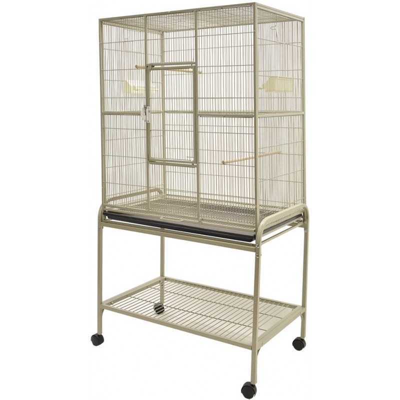 Volière Beige avec support sur roulettes 81x54x157cm - Vadigran Volière Beige avec support sur roulettes 81x54x157cm - Vadigran