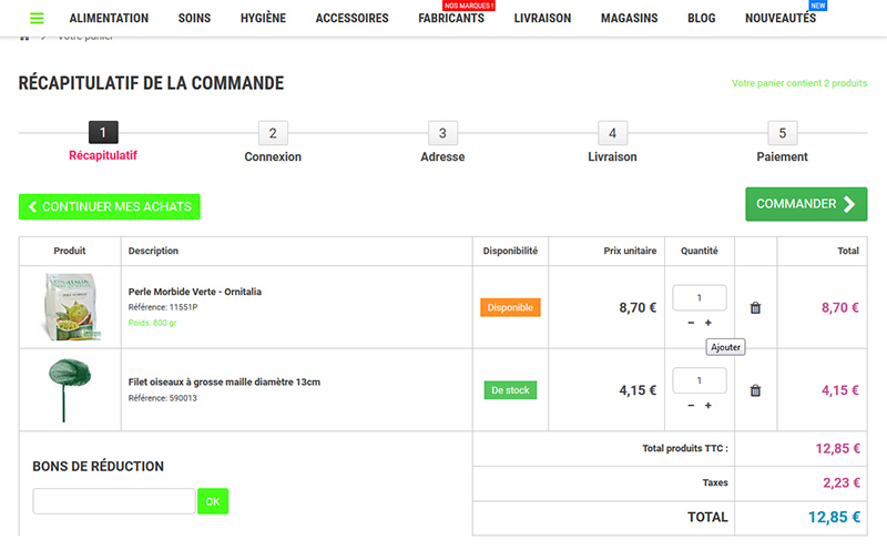 Modifier quantite